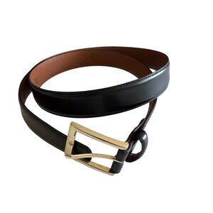 Brooks Brothers Dress Belt Size 36 Leather Black Gold Hardware Made In Italy